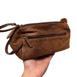 Rustic Town Brown Rustic Leather Men's Travel / Toiletry Bag Dopp Kit